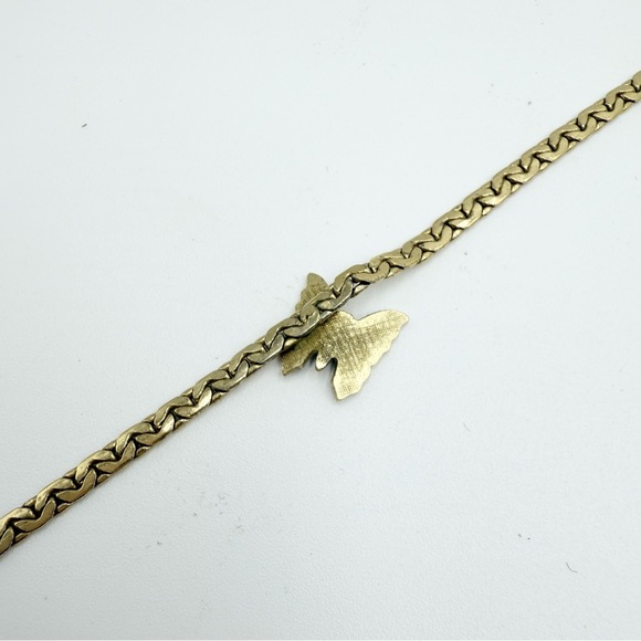 Vintage AVON Goldtone Green Enamel Butterfly - Picture 7 of 8